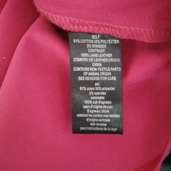 Patterson J. Kincaid Dark Hot Magenta Peplum Blouse Lambs Leather Detail Size XS - Picture 7 of 7